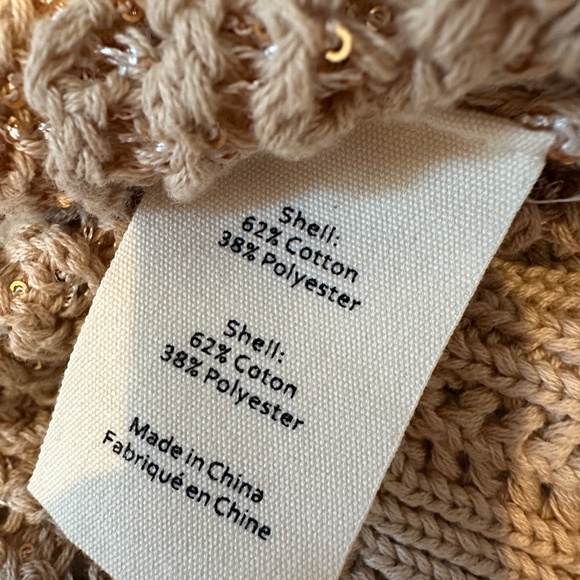 L'Agence Blanca Sequin Cardigan Beige/Gold Crochet Knit Size Extra Small - Picture 6 of 7